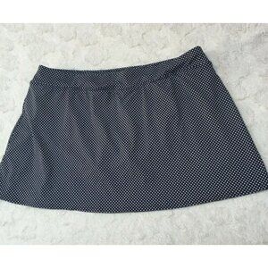 Lands End Womens Swim Skirt Size 16 Navy White Polka Dot Built in Bikini Bottom